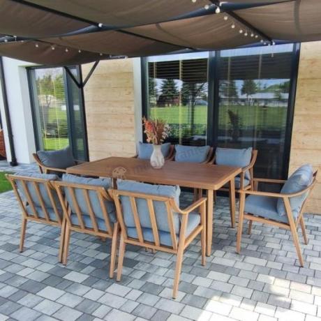 Duży aluminiowy komplet mebli obiadowych - Else 8+1 - Grey