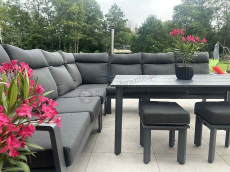 Duży grafitowy narożnik z fotelami na taras - Renalo Corner XL - Antracite