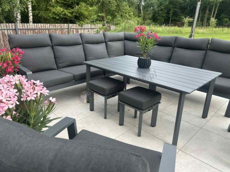 Duży grafitowy narożnik z fotelami na taras - Renalo Corner XL - Antracite
