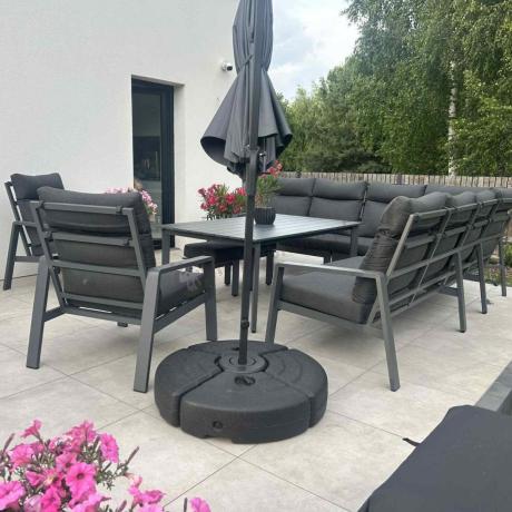 Duży grafitowy narożnik z fotelami na taras - Renalo Corner XL - Antracite