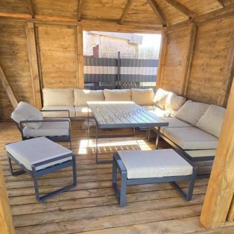 Duży komplet mebli na taras z narożnikiem, fotelem i pufami Panaon Corner XXL WB