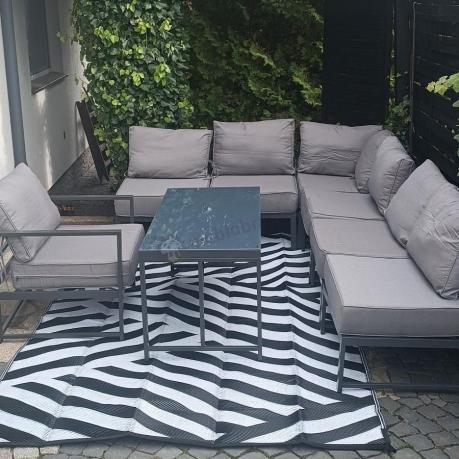 Duży komplet mebli ogrodowych modułowych z wysokim stołem i fotelem Trapeno 6 modułów grafit