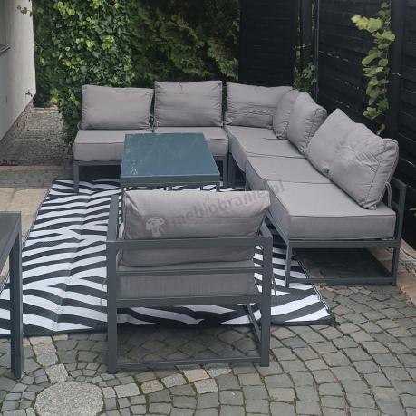 Duży komplet mebli ogrodowych modułowych z wysokim stołem i fotelem Trapeno 6 modułów grafit