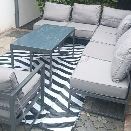 Duży komplet mebli ogrodowych modułowych z wysokim stołem i fotelem Trapeno 6 modułów grafit
