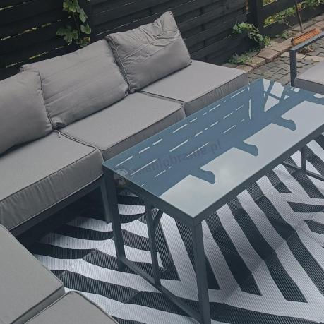 Duży komplet mebli ogrodowych modułowych z wysokim stołem i fotelem Trapeno 6 modułów grafit