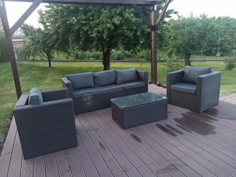 Duży komplet mebli tarasowych technorattanowych Stefano Set Max Antracite