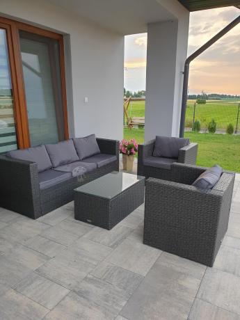 Duży komplet mebli tarasowych technorattanowych Stefano Set Max Antracite