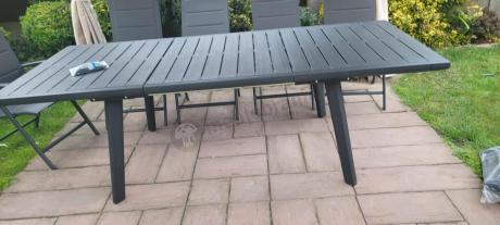 Duży komplet ogrodowy Kantara ze stołem rozkładanym 160-240 cm i 12 krzesłami