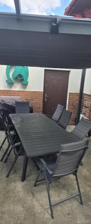 Duży komplet ogrodowy Kantara ze stołem rozkładanym 160-240 cm i 12 krzesłami