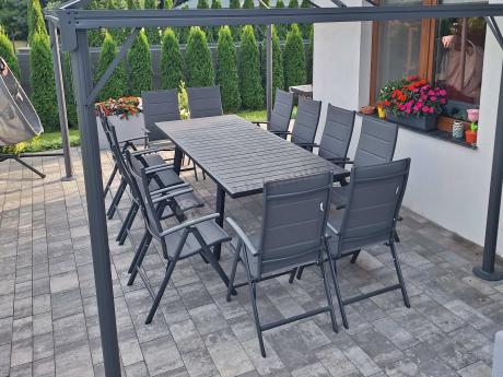 Duży komplet ogrodowy Kantara ze stołem rozkładanym 160-240 cm i 12 krzesłami