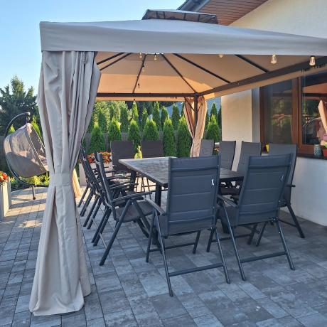 Duży komplet ogrodowy Kantara ze stołem rozkładanym 160-240 cm i 12 krzesłami