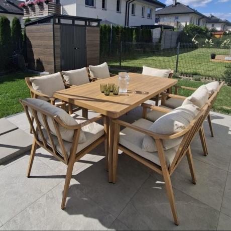 Duży komplet ogrodowych mebli obiadowych aluminiowo 