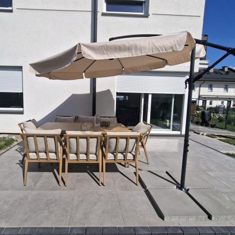 Duży komplet ogrodowych mebli obiadowych aluminiowo 