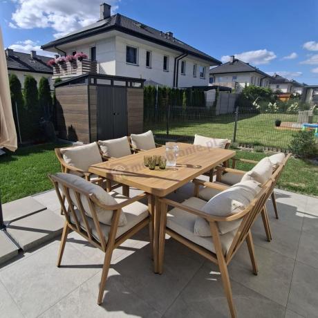 Duży komplet ogrodowych mebli obiadowych aluminiowo 