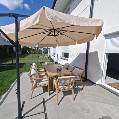 Duży komplet ogrodowych mebli obiadowych aluminiowo 