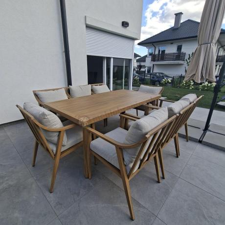 Duży komplet ogrodowych mebli obiadowych aluminiowo 