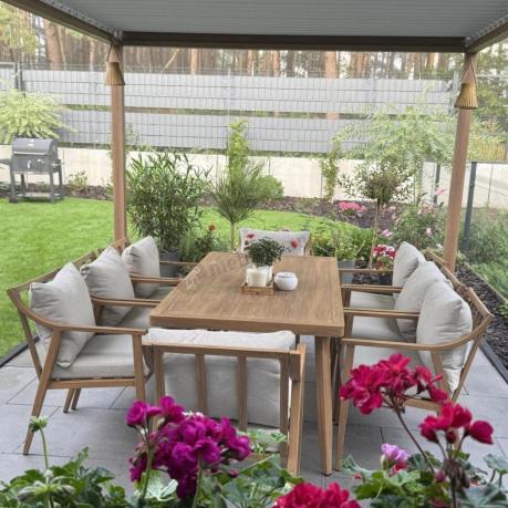 Duży komplet ogrodowych mebli obiadowych aluminiowo 