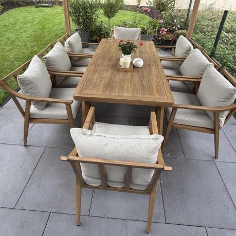 Duży komplet ogrodowych mebli obiadowych aluminiowo 