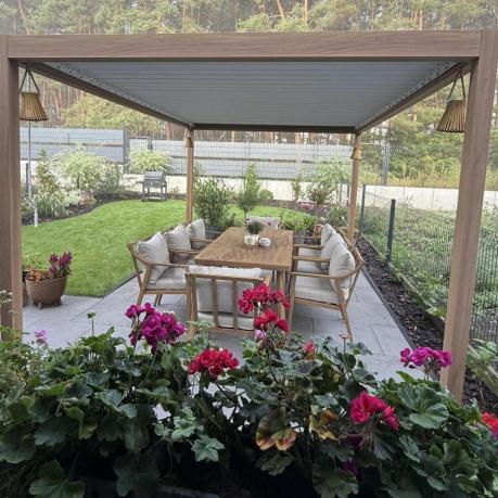 Duży komplet ogrodowych mebli obiadowych aluminiowo 