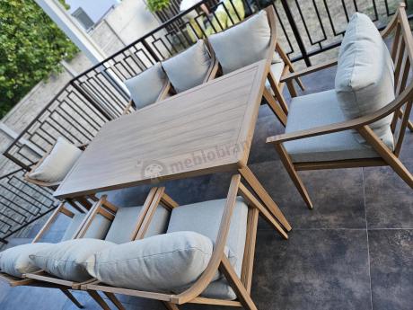 Duży komplet ogrodowych mebli obiadowych aluminiowo 