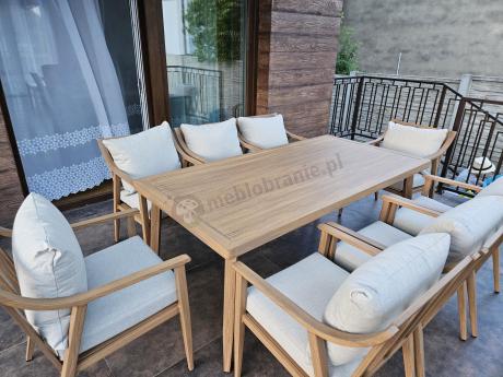Duży komplet ogrodowych mebli obiadowych aluminiowo 