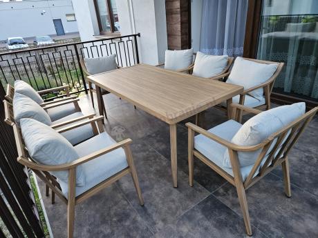 Duży komplet ogrodowych mebli obiadowych aluminiowo 