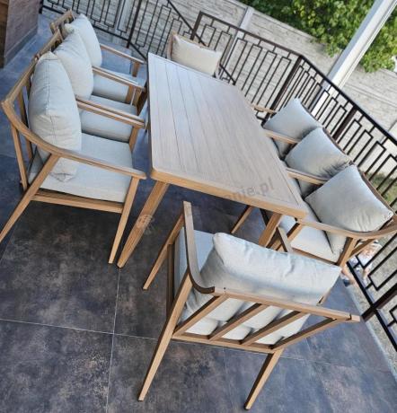 Duży komplet ogrodowych mebli obiadowych aluminiowo 
