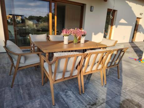 Duży komplet ogrodowych mebli obiadowych aluminiowo 