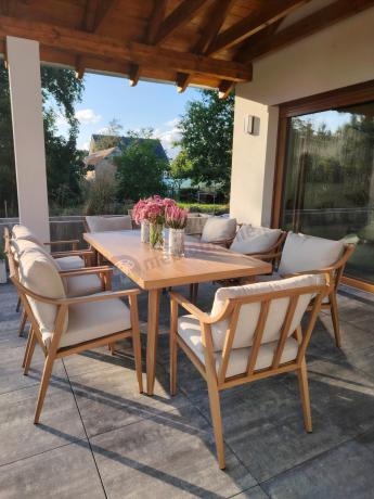 Duży komplet ogrodowych mebli obiadowych aluminiowo 