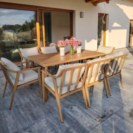 Duży komplet ogrodowych mebli obiadowych aluminiowo 