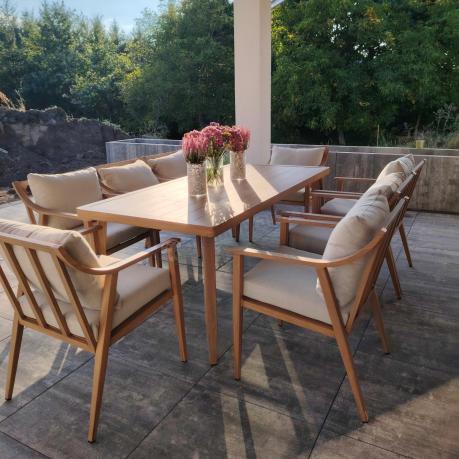 Duży komplet ogrodowych mebli obiadowych aluminiowo 