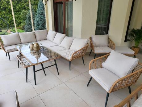 Duży komplet ogrodowych mebli obiadowych aluminiowo 