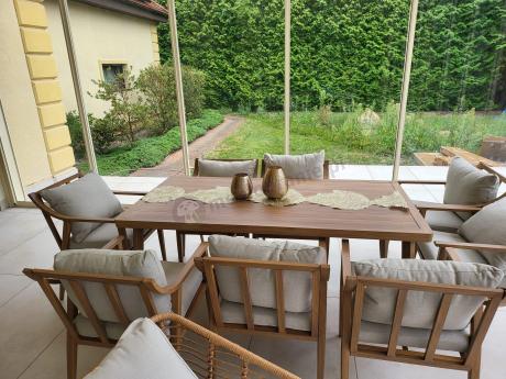 Duży komplet ogrodowych mebli obiadowych aluminiowo 