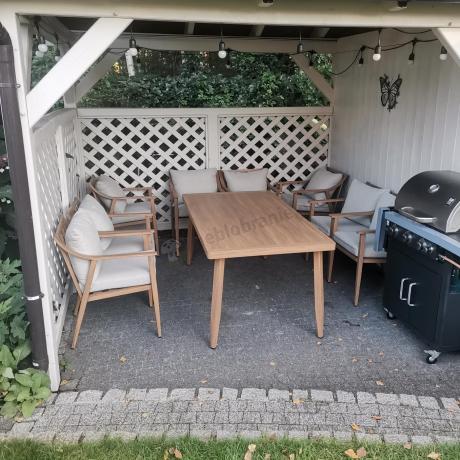 Duży komplet ogrodowych mebli obiadowych aluminiowo 