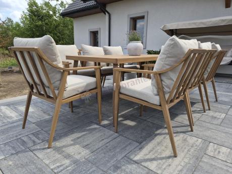 Duży komplet ogrodowych mebli obiadowych aluminiowo 