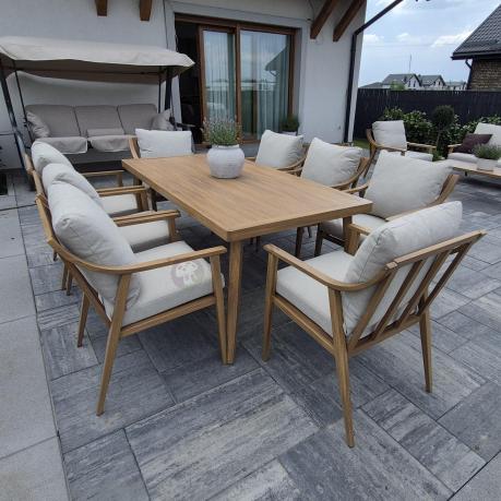Duży komplet ogrodowych mebli obiadowych aluminiowo 