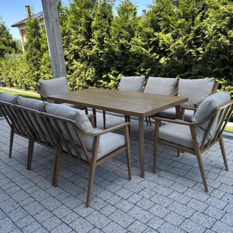 Duży komplet ogrodowych mebli obiadowych aluminiowo 