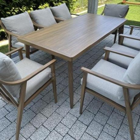 Duży komplet ogrodowych mebli obiadowych aluminiowo 