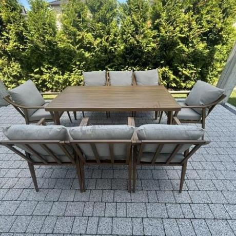 Duży komplet ogrodowych mebli obiadowych aluminiowo 