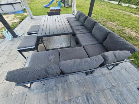 Duży modułowy narożnik na taras Panaon Corner XXL + fotel - DG