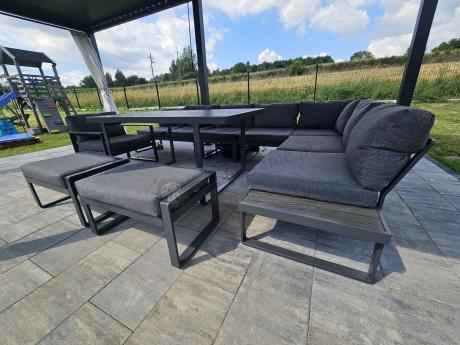 Duży modułowy narożnik na taras Panaon Corner XXL + fotel - DG