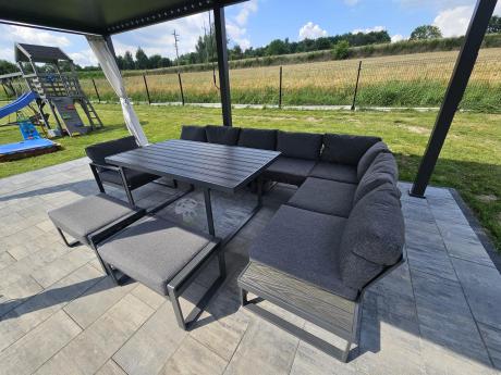 Duży modułowy narożnik na taras Panaon Corner XXL + fotel - DG