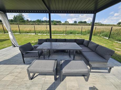 Duży modułowy narożnik na taras Panaon Corner XXL + fotel - DG