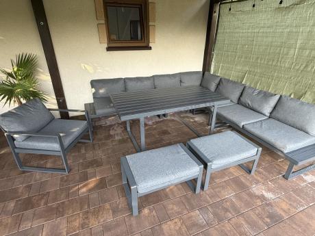 Duży modułowy narożnik na taras Panaon Corner XXL + fotel - DG