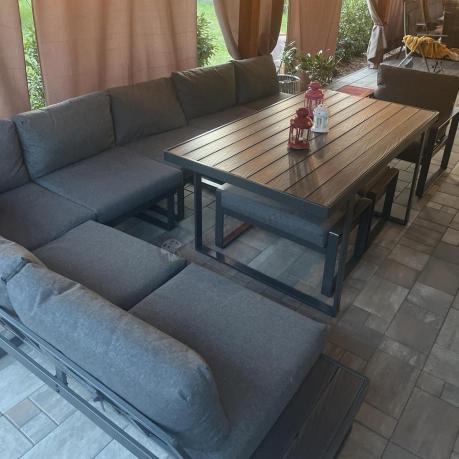 Duży modułowy narożnik na taras Panaon Corner XXL + fotel - DG