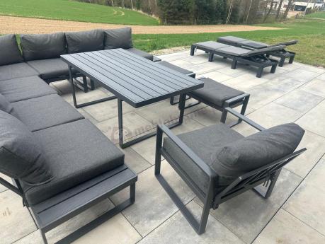 Duży modułowy narożnik na taras Panaon Corner XXL + fotel - DG