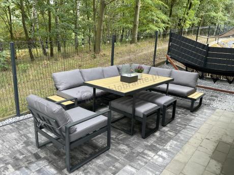 Duży narożnik obiadowy z dodatkowymi blatami i fotelem Panaon GW