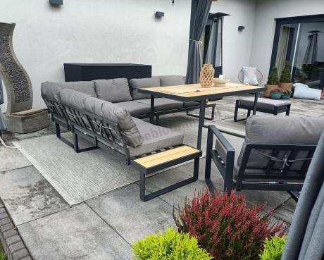 Duży narożnik obiadowy z dodatkowymi blatami i fotelem Panaon GW