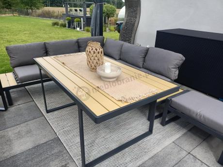 Duży narożnik obiadowy z dodatkowymi blatami i fotelem Panaon GW