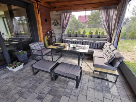 Duży narożnik obiadowy z dodatkowymi blatami i fotelem Panaon GW